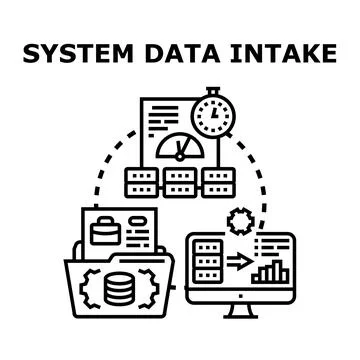 System data intake processing collecting and analyzing information 스톡 일러스트