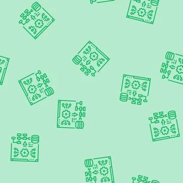 System deployment analyst line seamless pattern Stock Illustration