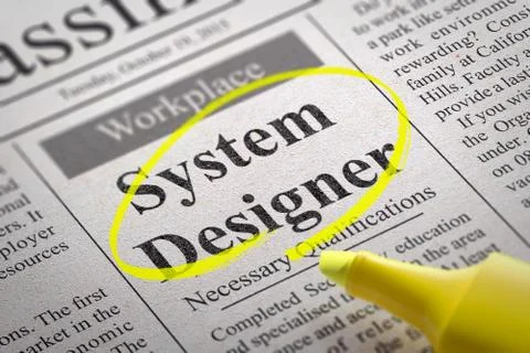 System Designer Vacancy in Newspaper Illustrazione stock