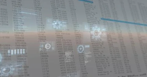 System detecting ERROR codes, translucent HUD scrolling logs and marking ERROR イラスト素材