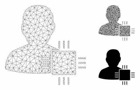 System Developer Vector Mesh Network Model and Triangle Mosaic Icon 库存插图
