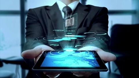 System Development Information Management  - Businessman Using Tablet - Loop Stock Footage 73128461