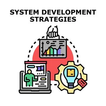System development strategies creating business solutions and growth Stock Illustration