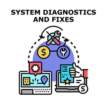 System diagnostics and fixes process illustration Stock Illustration