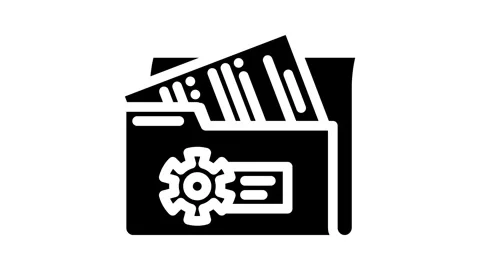 System documentation analyst glyph icon animation Stock Footage 326739987
