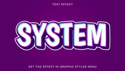System editable text effect in 3d style Stock Illustration