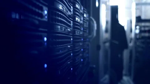 System engineer in the server room. Data center with a lot of network equipment 스톡 동영상 83253901