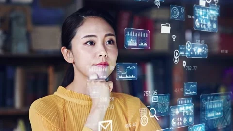 System engineering concept. Female programmer. Software development. Digital tra Stock Footage 137686293