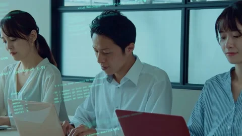 System engineering concept. Group of programmer. Software development. Digital t 库存影片 140624001