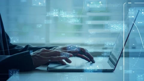 System engineering concept. Group of programmer. Software development. Digital t Stock Footage 150080852