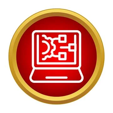 System engineering diagram on laptop screen icon Stockillustratie