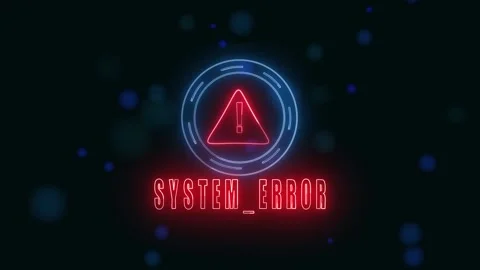 System error alert neon warning sign animation with red and blue glowing gl.. Stock Footage 321442745