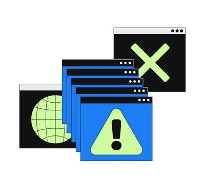 System error alert popups 2D onboarding ui illustration Stock Illustration