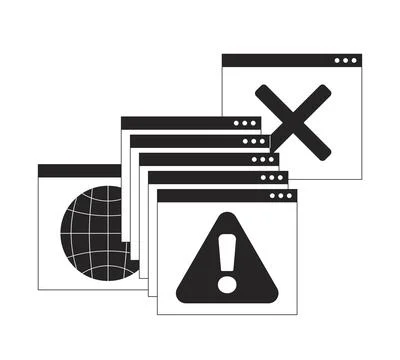 System error alert popups line onboarding ui illustration Stock Illustration