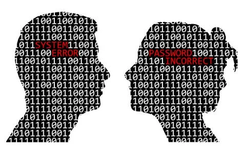 System error and password incorrect in heads Stock Illustration