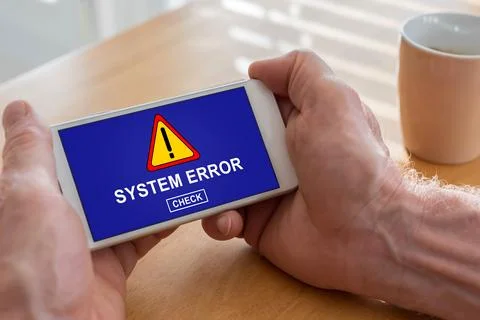 System error concept on a smartphone Stock Photos