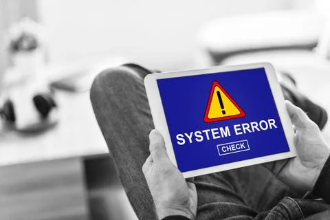 System error concept on a tablet Foto stock