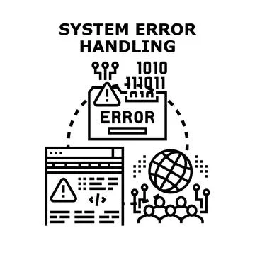 System error handling debugging and problem solving Stock Illustration