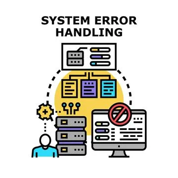 System error handling process managing computer problems 스톡 일러스트