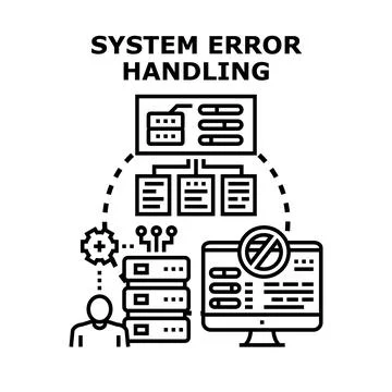 System error handling process managing computer problems 스톡 일러스트