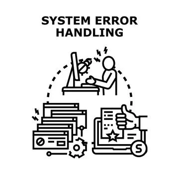System error handling process resolving digital issues 库存插图