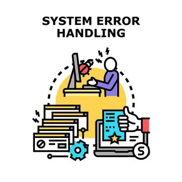 System error handling process resolving digital issues Stock Illustration