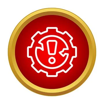 System error icon with broken gear and exclamation mark Stock Illustration