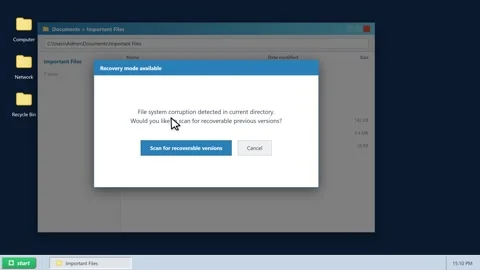 System error message and file recovery process on desktop. 4K Stock Footage 341694785