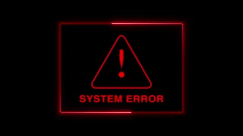 System error message prompts flash bright warning signs during critical ser.. Stock Footage 340998358