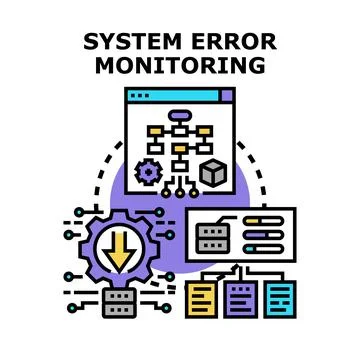 System error monitoring identifying software problems Stock Illustration