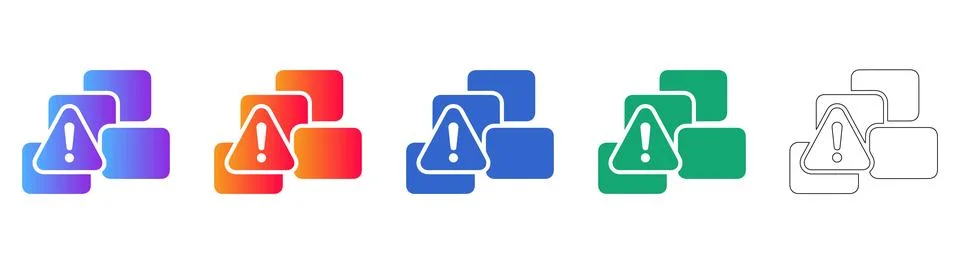 System Error Notification Icons with Stacked Document Folders Stock Illustration