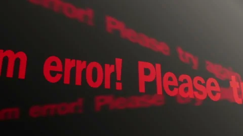 System error. Please try again text running on screen. Operating system warning Stock Footage 58182649
