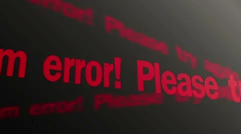System error. Please try again text running on screen. Operating system warning Stock Footage 58187880