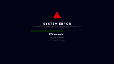 System error progress screen with warning icon animation Stock Footage 347636793