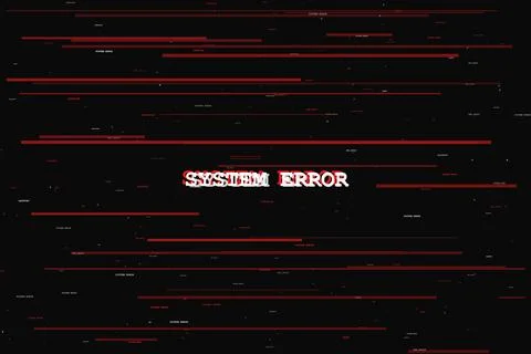 System Error Red Glitch Typography Corrupted Screen Stock Illustration