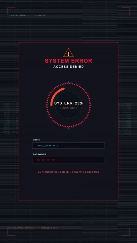 System error screen animation with glitch warning elements Vídeo Stock 346649880