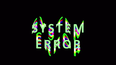 System error text glitching with digital distortion on black background 스톡 동영상 343417804