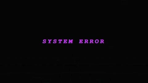 System error text glows in neon colors over a dark digital grid background Stock Footage 346190586