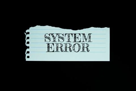 System Error text on paper torn top view on black background 写真素材