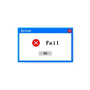 System error vector icon failure pc interface. Error message computer window Illustrazione stock