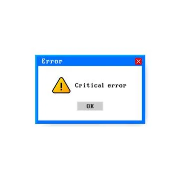 System error vector icon failure pc interface. Error message computer window Illustrazione stock