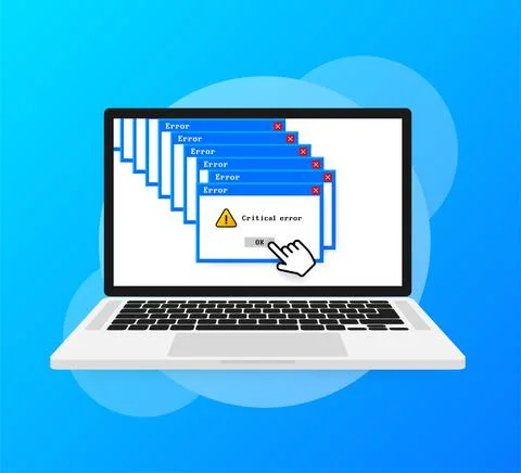System error vector icon failure pc interface. Error message computer window 스톡 일러스트