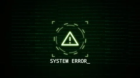 System error warning animation green hacker code on dark background cyber attack Stock Footage 346643157