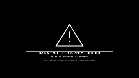 System error warning message appearing on black background Stock Footage 347390551