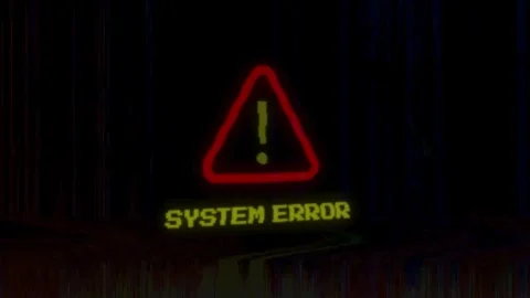 System Error Warning Message With Red Exclamation Triangle on Screen Vidéo 336013257