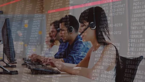 System errors showing code overlay while support agents typing and fixing Stock Footage 312695099