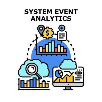 System event analytics processing data and information Stock Illustration