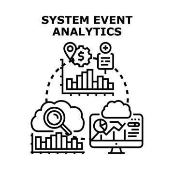 System event analytics processing data and information Stock Illustration