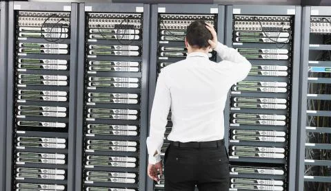 System fail situation in network server room Stock Photos