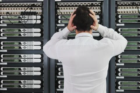 System fail situation in network server room Stock Photos